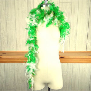 Green & Gold Sparkly Feather Costume Boa
